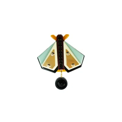 Gissa Bicalho Women's Yellow Acrylic Handmade Brooch Papaloti - Mustard