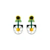 Gissa Bicalho Women's Yellow / Green / Black Handmade Acrylic Earring Pendant Daisy Yellow In Multi