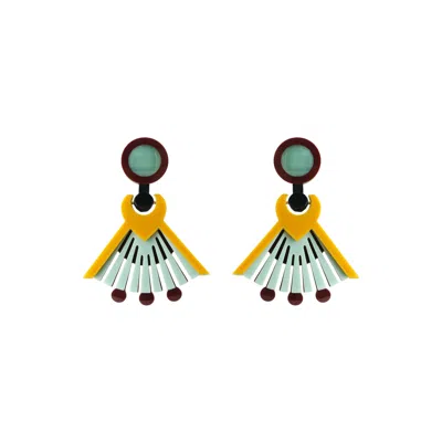 Gissa Bicalho Women's Yellow / Green Handmad Acrylic Earring Araça Mustard In Multi