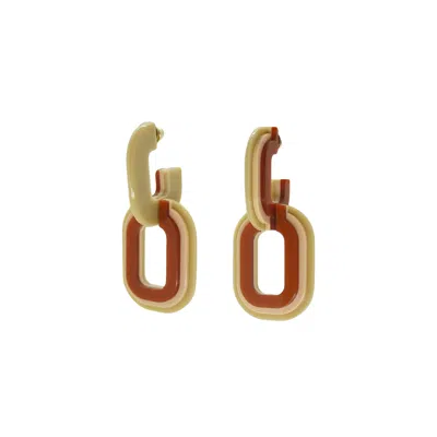 Gissa Bicalho Women's Yellow / Orange Acrylic Handmade Earring Elos Layer/ Topaz
