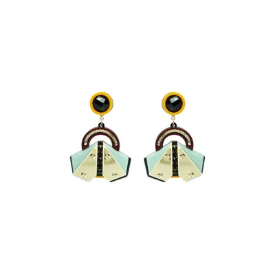 Gissa Bicalho Women's Yellow / Orange Acrylic Handmade Earring Papaloti / Mustard