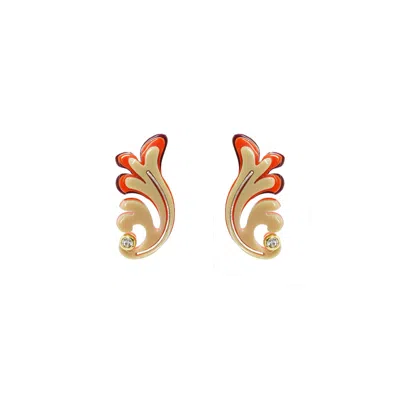 Gissa Bicalho Women's Yellow / Orange Acrylic Handmade Earring Rosebush Kahki