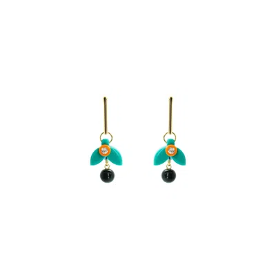 Gissa Bicalho Women's Yellow / Orange Acrylic Handmade Earring Stem Petunia Orange
