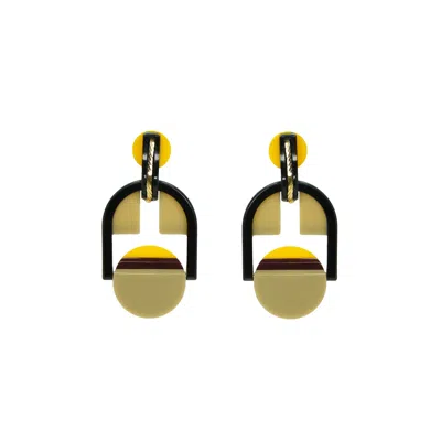Gissa Bicalho Women's Yellow / Orange Acrylic Handmade Earring Tri-color/ Yellow