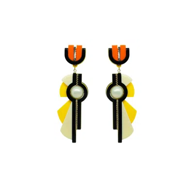 Gissa Bicalho Women's Yellow / Orange Handmade Acrylic Earring Allamanda - Yellow In Multi