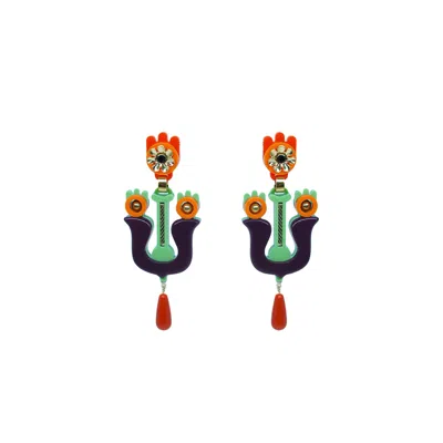 Gissa Bicalho Women's Yellow / Orange Handmade Acrylic Earring Flamboyant Living Coral