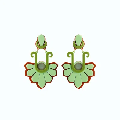 Gissa Bicalho Women's Yellow / Orange Handmade Acrylic Earring Long Daisy Cinnamon