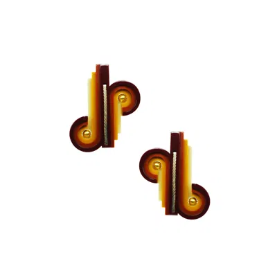 Gissa Bicalho Women's Yellow / Orange Handmade Acrylic Earring Op Knot / Cinnamon