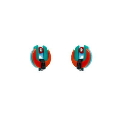 Gissa Bicalho Women's Yellow / Orange Handmade Acrylic Earring Short Protea - Yellow & Orange
