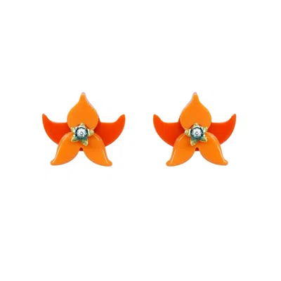 Gissa Bicalho Women's Yellow / Orange Handmade Acrylic Earring Siris Living Coral