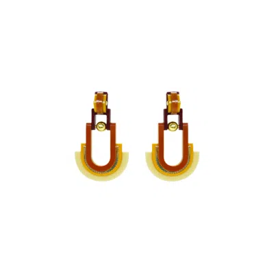 Gissa Bicalho Women's Yellow / Orange Handmade Earring Acrylic Craft Verner / Cinnamon