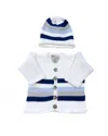 Gita Boy's 2pc Light Blue/grey/navy Stripe With Hat In Multi In Red