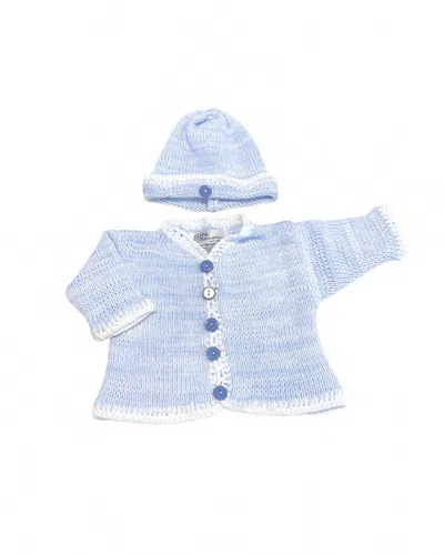 Gita Kids' Boy's 2pc Tweed Cardigan With Hat In Light Blue/white