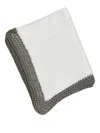 Gita Boy's Blanket With Dark Grey Tweed Trim In White In Multi