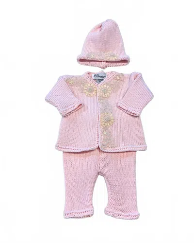 Gita Kids' Girl's 2pc Sequence Sweater With Hat In Pink Pink/ivory Sequence