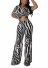 Giti Wholesale Zebra Stripped Pant Set In Black/white In Multi