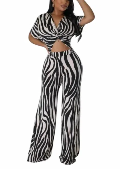 Giti Wholesale Zebra Stripped Pant Set In Black/white In Multi