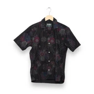 Gitman Brothers Vintage Camp Shirt Floral Bark Cloth Black