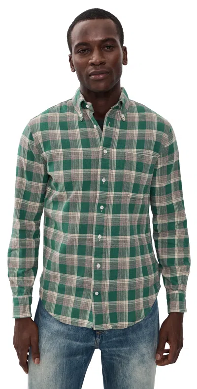 Gitman Vintage Brushed Winter Madras Shirt Green