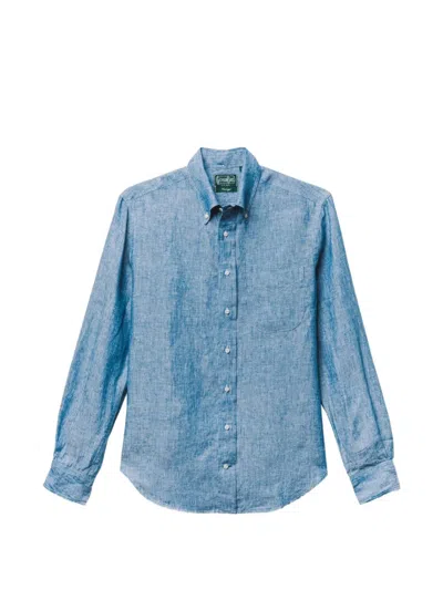 Gitman Vintage Chambray-texture Linen Shirt In Blue