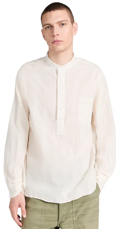 Gitman Vintage Cotton Linen Band Collar Shirt White