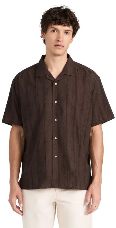 Gitman Vintage Cotton Linen Dobby Camp Shirt Brown
