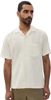 Gitman Vintage Cotton Linen Dobby Stripe Camp Shirt Cream In Cream