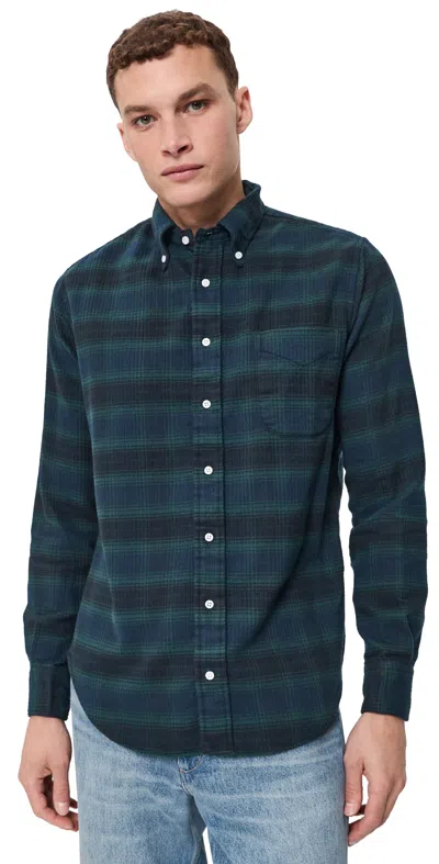 Gitman Vintage Heavy Pique Flannel Shirt Navy In Blue