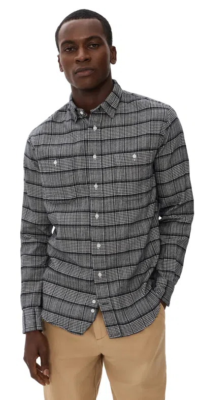Gitman Vintage Heavy Pique Flannel Workshirt Black In Gray