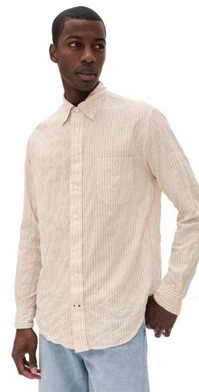 Gitman Vintage Japanese Awning Stripe Shirt Tan In Brown