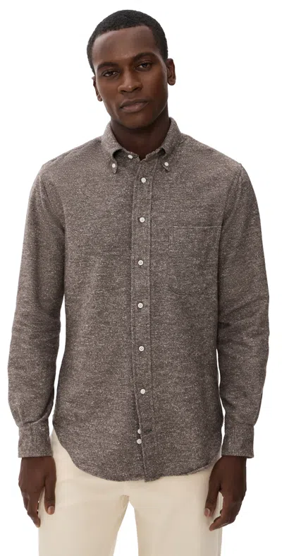 Gitman Vintage Nepped Chambray Shirt Brown In Gray