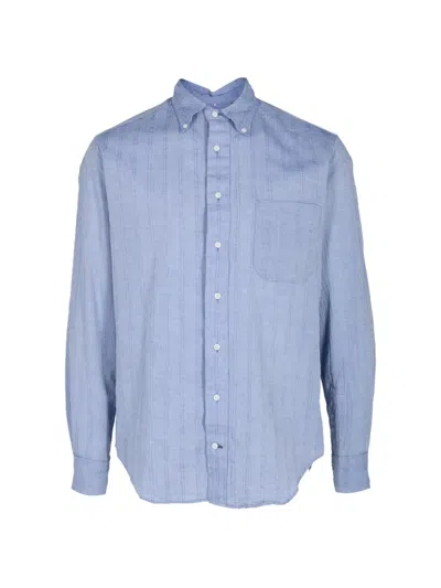 Gitman Vintage Stripe-textured Button-down Shirt In Blue