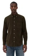 Gitman Vintage Thin Wale Corduroy Shirt Dark Brown In Brown