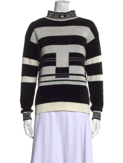 Pre-owned Giu Giu Cashmere Striped Top In Black