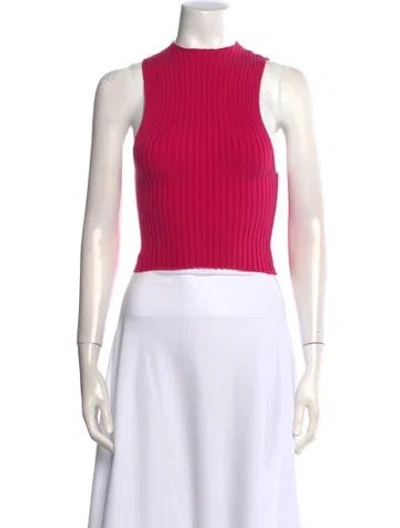 Pre-owned Giu Giu Crew Neck Sleeveless Crop Top In Pink