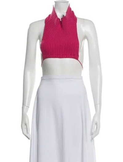 Pre-owned Giu Giu Halterneck Sleeveless Crop Top In Blue