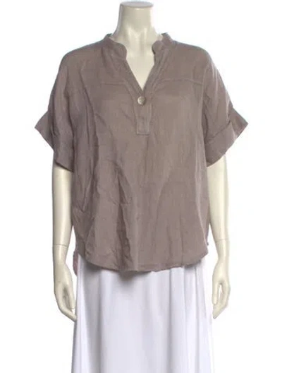 Pre-owned Giu Giu Linen V-neck Polo In Gray