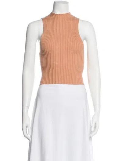 Pre-owned Giu Giu Mock Neck Sleeveless Crop Top In Neutral