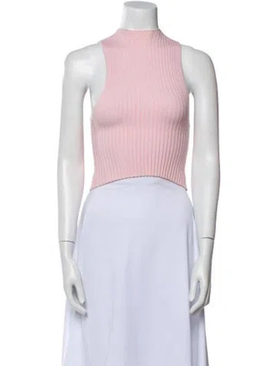Pre-owned Giu Giu Mock Neck Sleeveless Crop Top In Pink