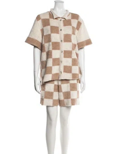 Pre-owned Giu Giu Plaid Print Pants In Neutral