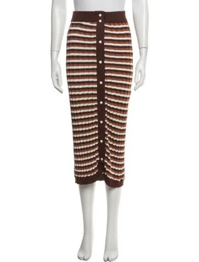 Pre-owned Giu Giu Striped Midi Length Skirt In Brown