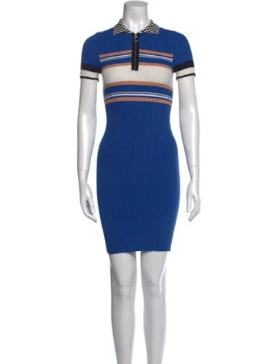 Pre-owned Giu Giu Striped Mini Dress In Blue