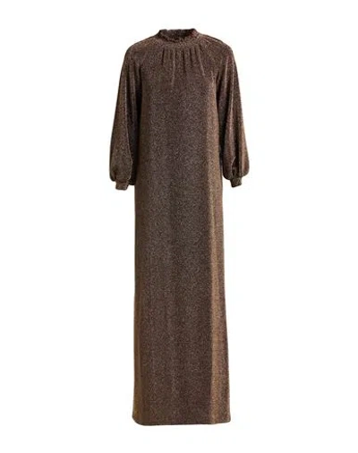 Giuda Woman Maxi Dress Bronze Size 6 Nylon, Metallic Fiber, Elastane In Yellow