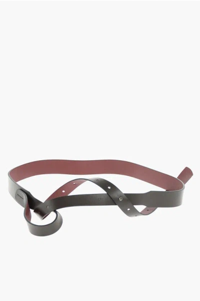 Giulia Maresca 30mm Reversible Iris Leather Belt In Black