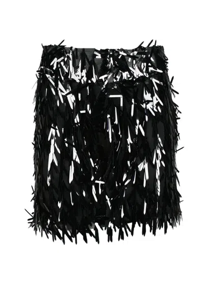 Giulia N Black Sequin Polyester Mini Skirt