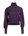 Giulia N Couture Woman Turtleneck Purple Size Xs Wool, Acrylic In Purple