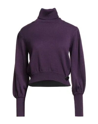 Giulia N Couture Woman Turtleneck Purple Size Xs Wool, Acrylic