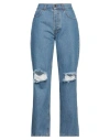 Giulia N Woman Denim Pants Blue Size 8 Cotton In Blue