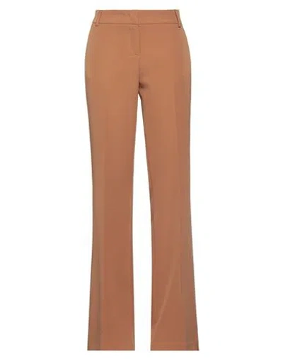 Giulia N Woman Pants Camel Size L Polyester, Elastane In Beige