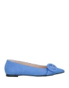 Giulia Neri Woman Ballet Flats Azure Size 11 Textile Fibers In Blue
